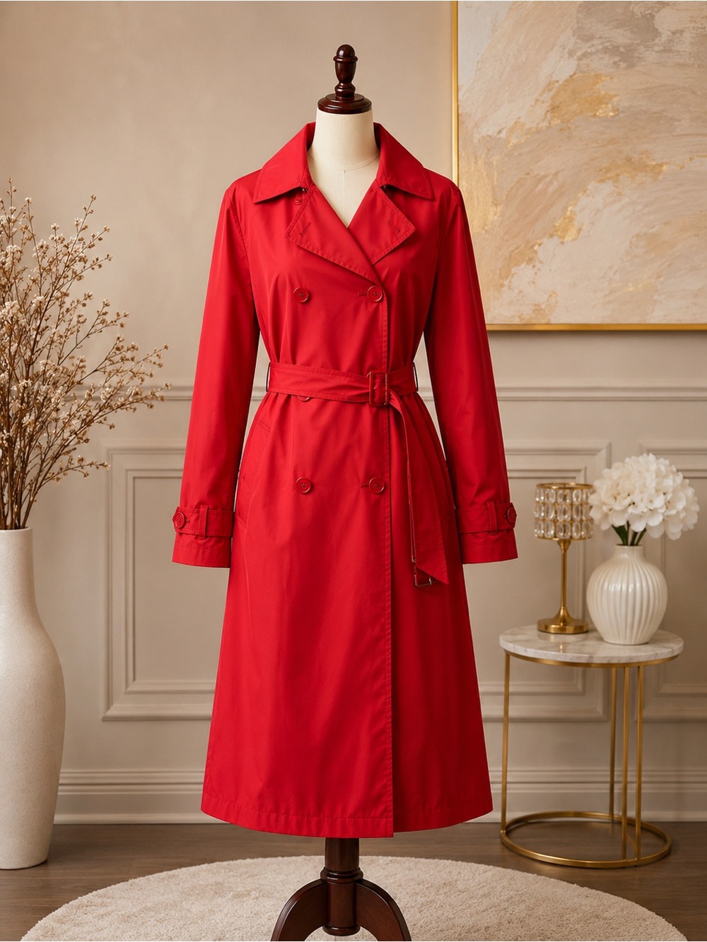 DKNY Womenβs Lightweight Red Rain Trench Coat β Size M